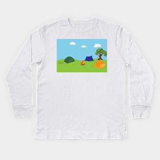 Camping Ilustration Kids Long Sleeve T-Shirt